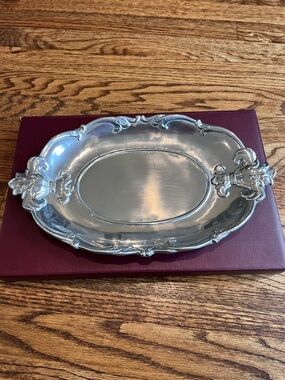 Arthur Court Fleur De Lis Oval Tray w/ Box